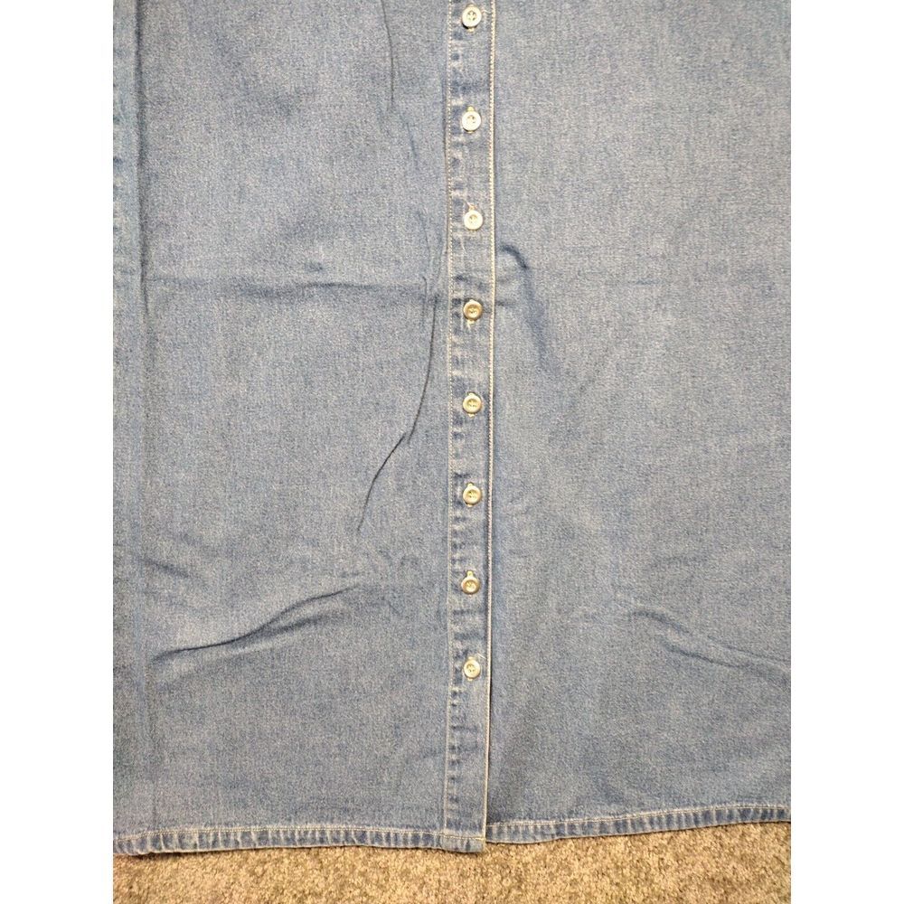 Vintage Jean Skirt Womens Size 14 Blue Denim Maxi Modest 90s Homeschool Buttons - Picture 3 of 8